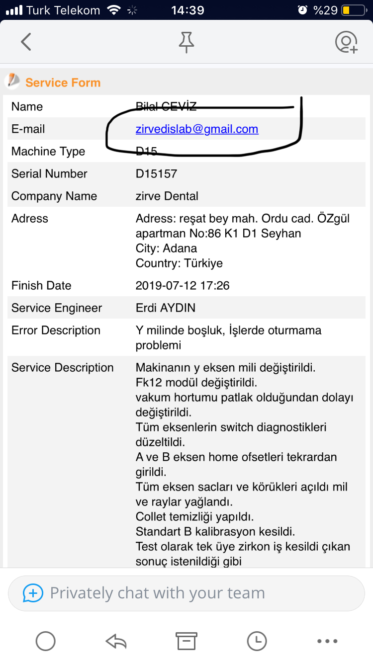 How can I send an information to mail address?